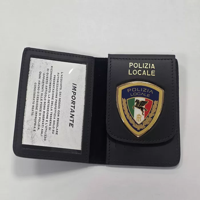 Portafoglio in pelle semplice verticale con placca Pegaso