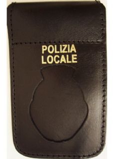 PORTAFREGIO RIMOVIBILE IN PELLE  CON FORO PER PLACCA REG.PIEMONTE E SCRITTA POLIZIA LOCALE