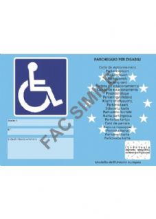Contrassegno Europeo parcheggio invalidi completo di ologramma e busta plastificante